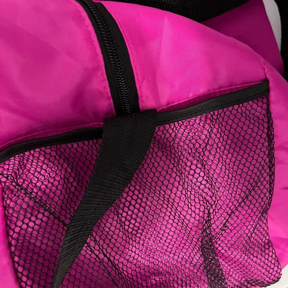 Bright Pink Light Weight Women's Tote Bag with Black Accents: Zippers - Picture 6 of 9